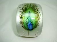 Wide Peacock Feather Print Lucite Cuff Bangle Statement Piece!