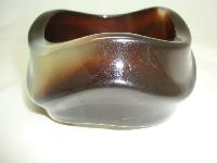 Vintage 80s Chunky Wide Brown Swirl Design Resin Lucite Cuff Bangle 