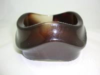 Vintage 80s Chunky Wide Brown Swirl Design Resin Lucite Cuff Bangle 