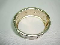Vintage 80s Chic Wide Cream Enamel Diamante Cuff Bangle Bracelet