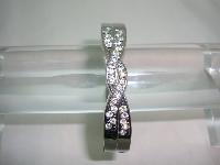 Vintage 80s Fabulous Diamante SilverTwist Style Hinged Bangle