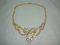 Vintage 50s Amazing AB Diamante Gold Cascade Drop Necklace