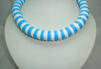 Vintage 60s Chunky Turquoise Blue + White Lucite Bead Collar Necklace