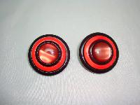 Vintage 60s Big & Bold Shades of Red Lucite Disc Clip On Earrings