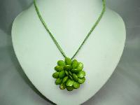 Chunky Green Flower Shaped Acrylic Pendant and Stretch Bracelet Set
