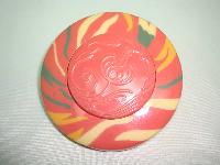 Vintage 50s Large Orange Cream Lucite Swirl Button Flower Brooch
