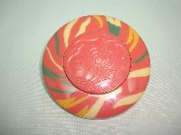 Vintage 50s Large Orange Cream Lucite Swirl Button Flower Brooch