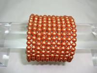 1950s Stunning Wide 10 Row Gold Faux Pearl Bead Flexible Cuff Bracelet