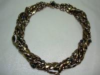 Vintage 50s 6 Row Gold & AB Glass Bead Twist Necklace Fab Flower Clasp