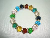 Beautiful Multicoloured Crystal and Diamanate Bead Stretch Bracelet  