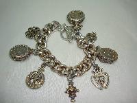 1950s Unique and Fabulous Chunky Glass and Goldtone Charm Bracelet 