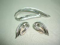 60s Signed Sarah Cov Silver Openwork Swirl Design Brooch and Earrings 