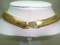 1980s Wide Flexible Faux Pearl Diamante Cleopatra Collar Gold Necklace