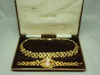 1960s Signed Majestic 22ct Gold Plate Necklace and Cameo Bracelet Set 