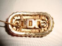 1950s Unusual Signed Sphinx Amber Citrine Orange Diamante Gold Brooch 