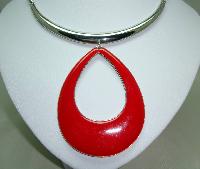 Stunning Contemporary Red Enamel Silver Statement Collar Necklace Wow!