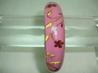 Designer Zsiska Pink Gold and Red Flowers Birds Clear Lucite Bangle