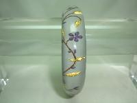 Designer Zsiska Grey Gold and Purple Flowers Birds Clear Lucite Bangle