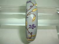 Designer Zsiska Grey Gold and Purple Flowers Birds Clear Lucite Bangle