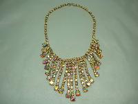 Vintage 50s Amazing AB Diamante Festoon Bib Drop Necklace and Earrings