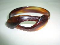 Vintage 30s Art Deco Amber Brown Lucite Snake Wrap Bangle Bracelet