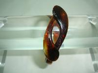 Vintage 30s Art Deco Amber Brown Lucite Snake Wrap Bangle Bracelet