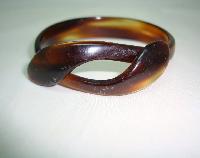 Vintage 30s Art Deco Amber Brown Lucite Snake Wrap Bangle Bracelet
