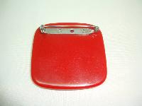 1970s Unique and Contemporary Large Red and Cream Lucite Square Brooch