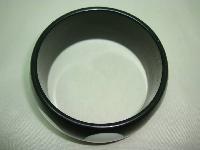 Stunning Chunky Wide Black Lucite Plastic Bangle Big White Polka Dots