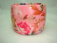Stunning Wide Chunky Pink Flower Print Design Acrylic Cuff Bangle Fab!