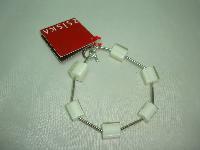 Signed Zsiska Designer Contemporary White Lucite Cube Link Bracelet 
