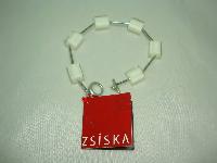Signed Zsiska Designer Contemporary White Lucite Cube Link Bracelet 