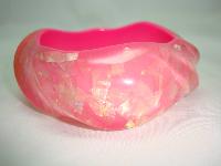 Fab Wide Chunky Barbie Pink Sparkle Swirl Design Lucite Cuff Bangle