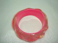 Fab Wide Chunky Barbie Pink Sparkle Swirl Design Lucite Cuff Bangle