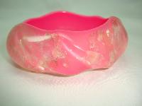 Fab Wide Chunky Barbie Pink Sparkle Swirl Design Lucite Cuff Bangle