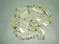 Vintage 50s Fab Chunky Mother of Pearl Irregular Shape Link Necklace