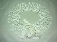 1950s Wide White Glass Bead Lattice Work Cleopatra Collar Necklace Wow