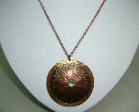 1960s Signed Moda Designer Large Copper Flower Pendant and Earrings