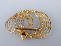 Vintage 50s Modernist Large Gold Swirl Multi Coloured Diamante Brooch