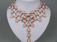 Amazing 1960s Style Festoon Bib Drop Pink Lucite Silver Link Necklace