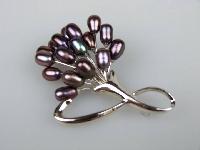 Beautiful Real Black Freshwater Pearl Flower Spray Figural Brooch
