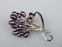 Beautiful Real Black Freshwater Pearl Flower Spray Figural Brooch
