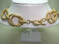 Vintage 80s Chunky Fancy Double Link Textured Gold Statement Necklace