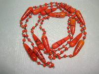 Vintage Art Deco End of Day Venetian Orange Swirl Glass Bead Necklace