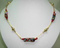 Vintage Art Deco Venetian Millefiori Art Glass Murano Bead Necklace
