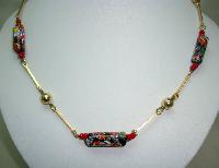 Vintage Art Deco Venetian Millefiori Art Glass Murano Bead Necklace