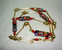 Vintage Art Deco Venetian Millefiori Art Glass Murano Bead Necklace