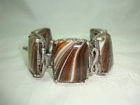 Vintage 60s Chunky Agate Brown and Cream Swirl Glass Bracelet Miracle