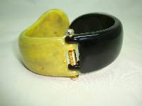 Stylish Jaeger Black & Green Chunky Clamper Bangle Bracelet WOW!