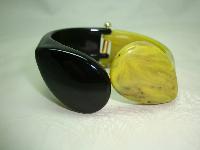 Stylish Jaeger Black & Green Chunky Clamper Bangle Bracelet WOW!